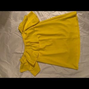 Off The Shoulder Yellow Ruffle Dress